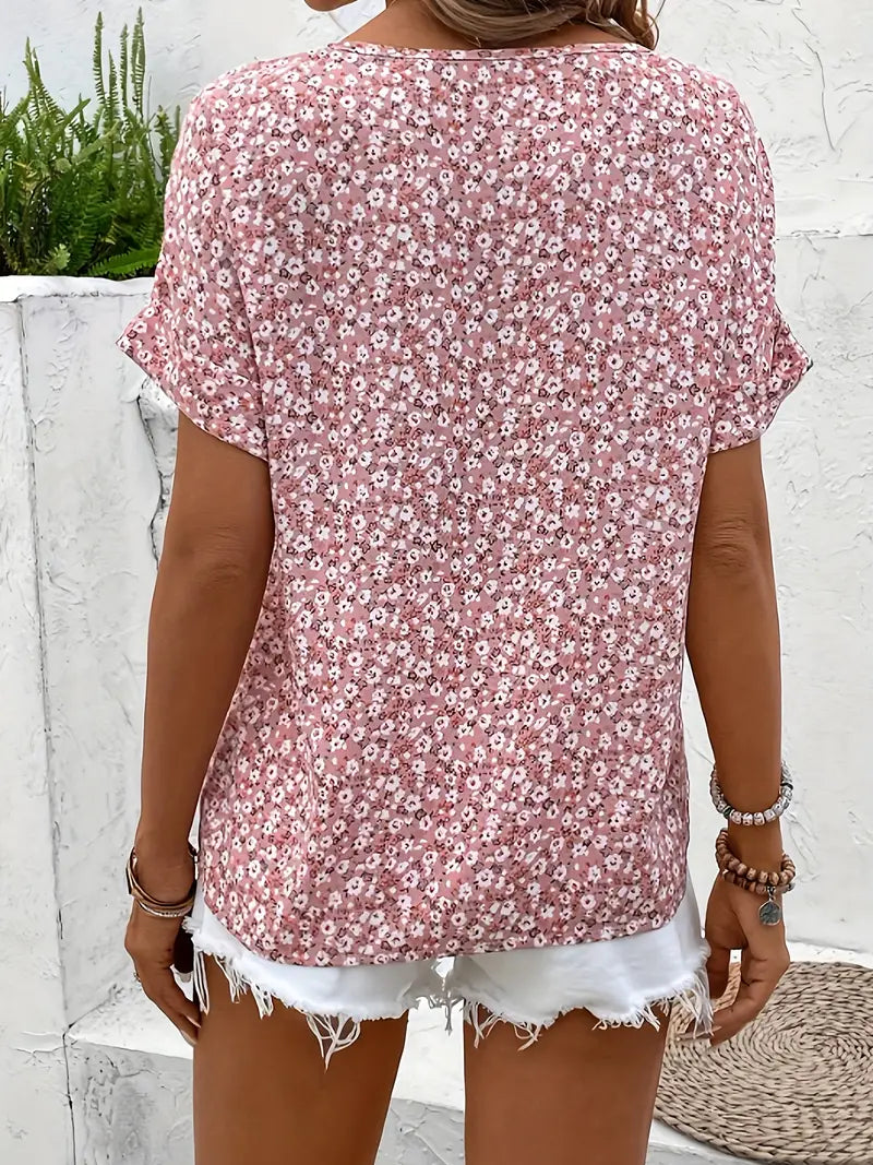 Evita™ | Floral Print Comfy Collar Blouse