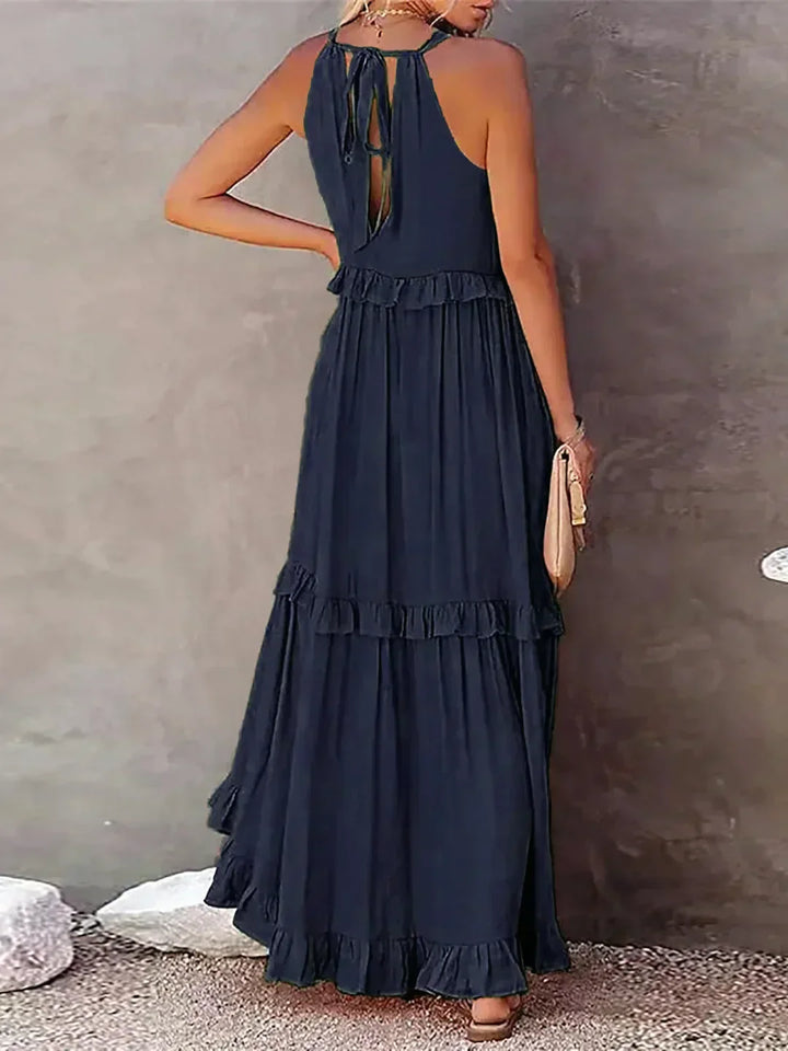 Eva™ | Halter Ruffle Maxi Dress