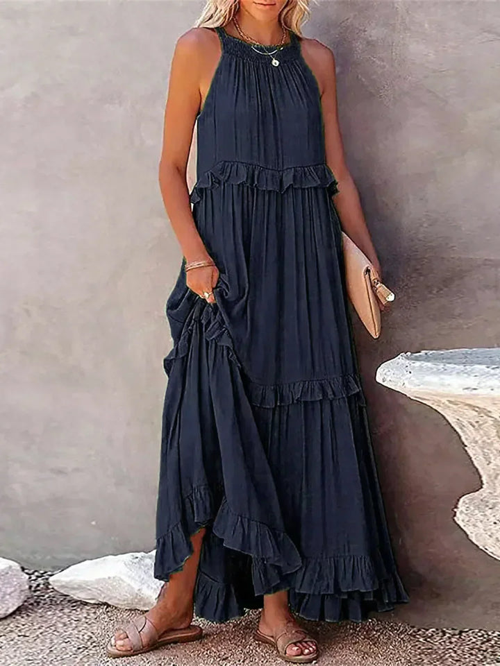 Eva™ | Halter Ruffle Maxi Dress