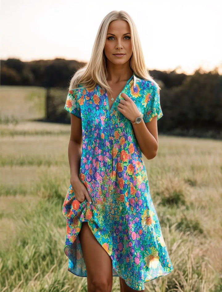 Edith™ | Playful Multi-Color Floral Dress