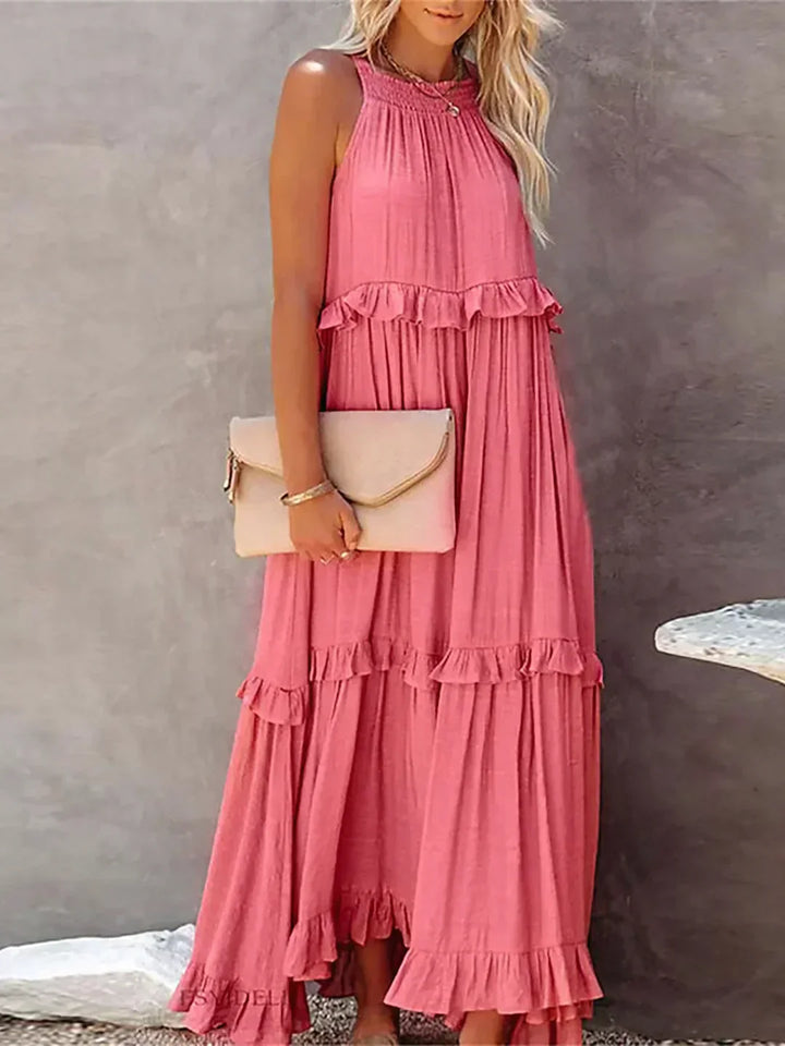 Eva™ | Halter Ruffle Maxi Dress