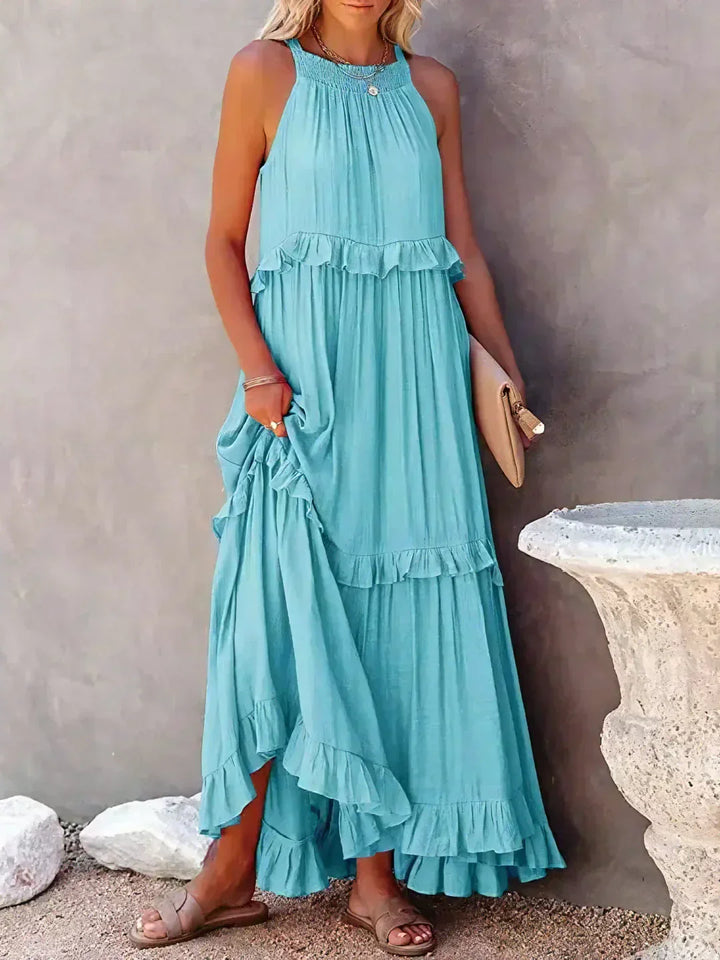 Eva™ | Halter Ruffle Maxi Dress