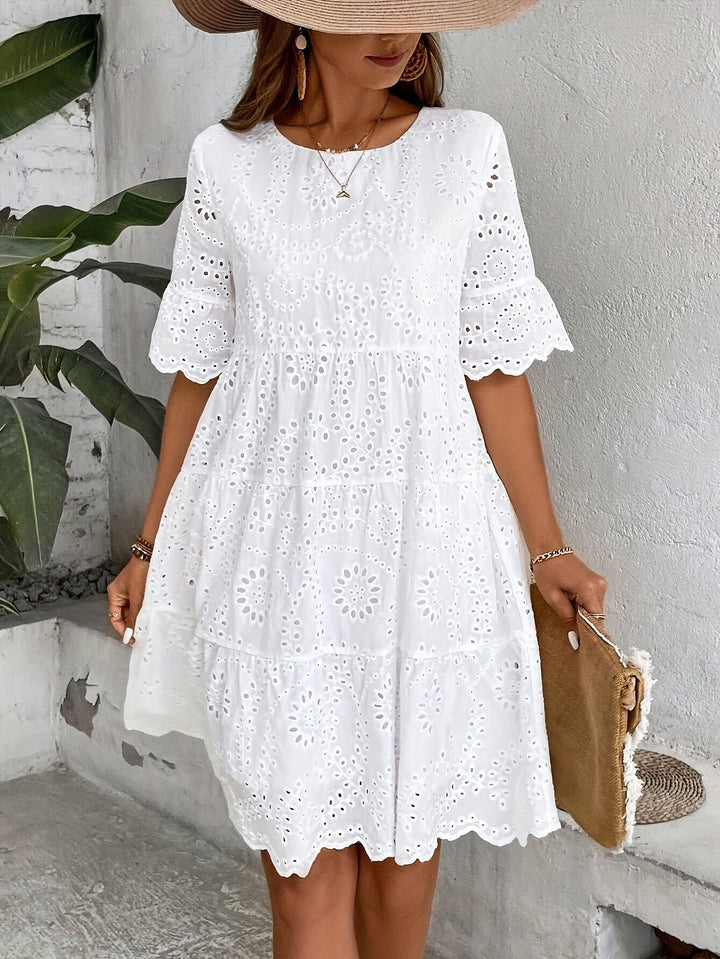 Lulu™ | Elegant Embroidered Scallop Dress