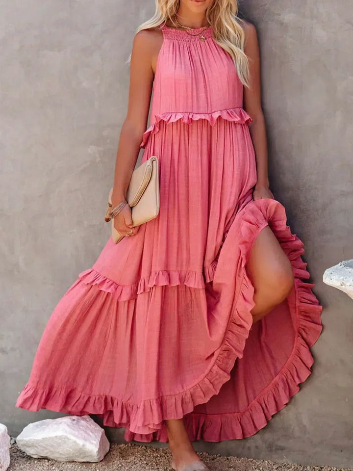 Eva™ | Halter Ruffle Maxi Dress