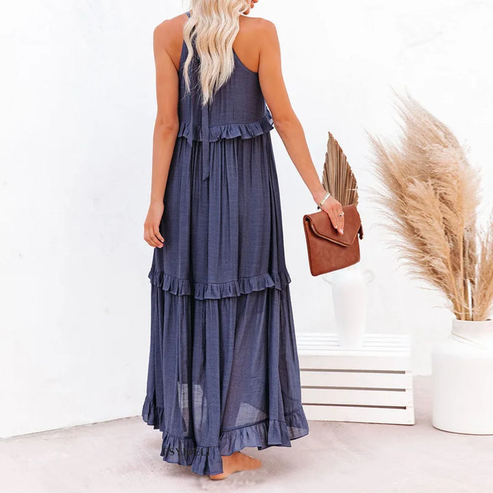 Eva™ | Halter Ruffle Maxi Dress