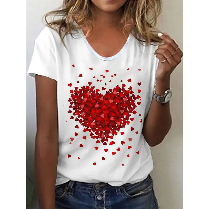 Isabelle™ | Trendy Short Sleeve Heart Graphic Top