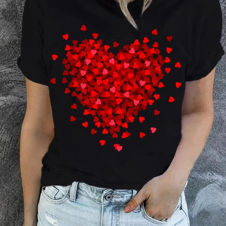 Isabelle™ | Trendy Short Sleeve Heart Graphic Top