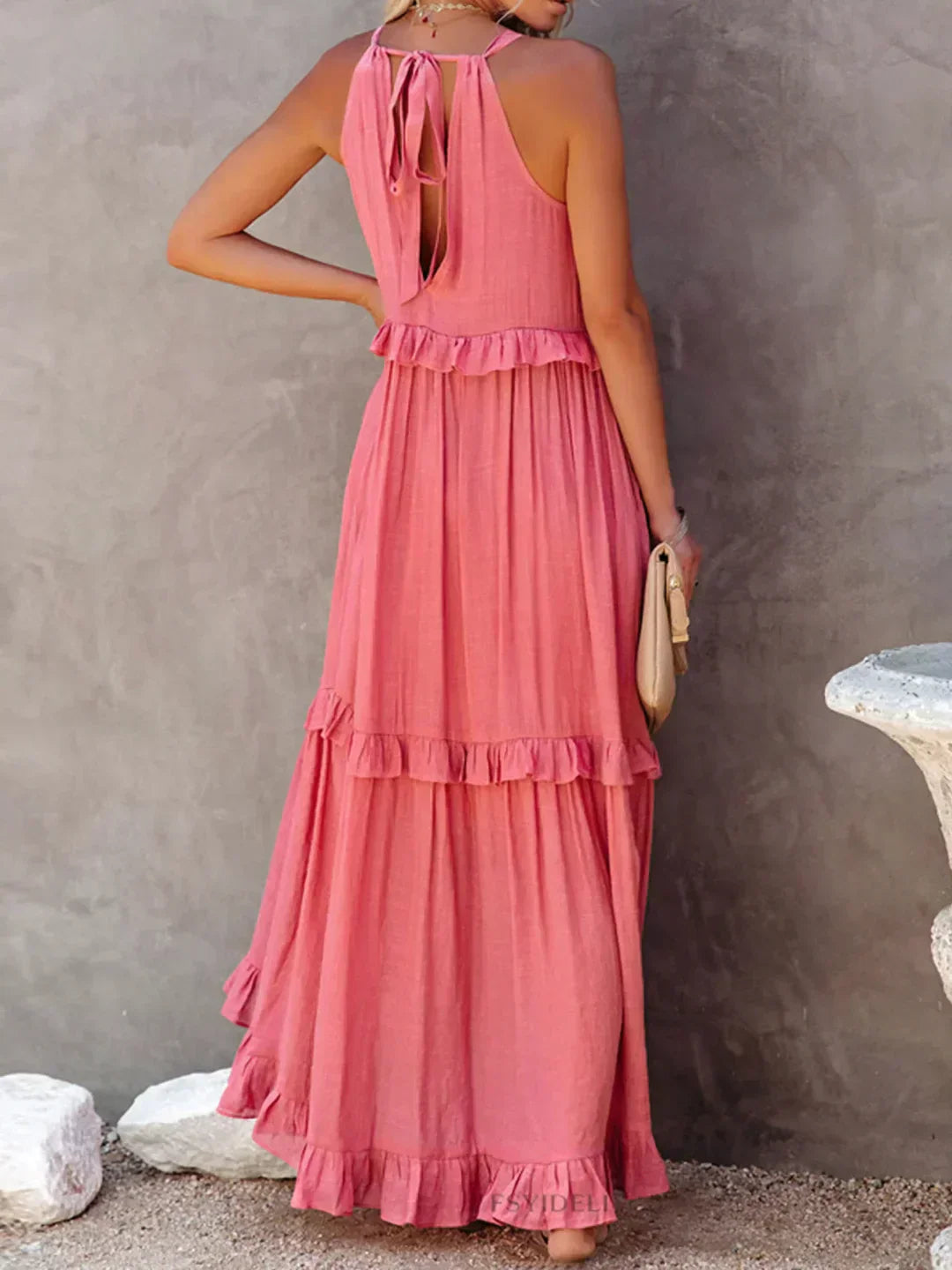 Eva™ | Halter Ruffle Maxi Dress