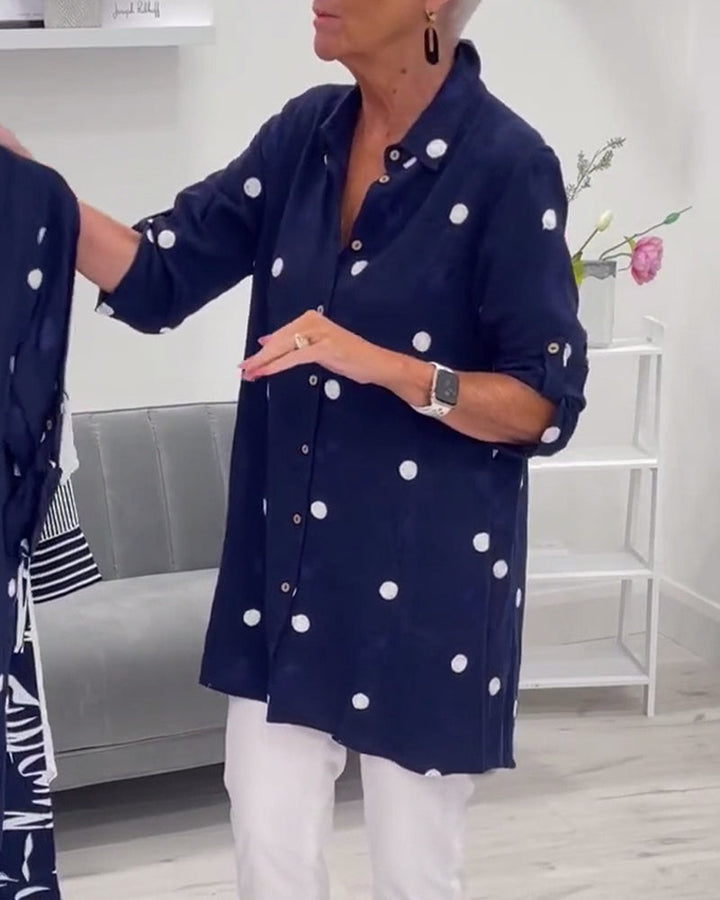 Molly | Navy Polka Dot Shirt