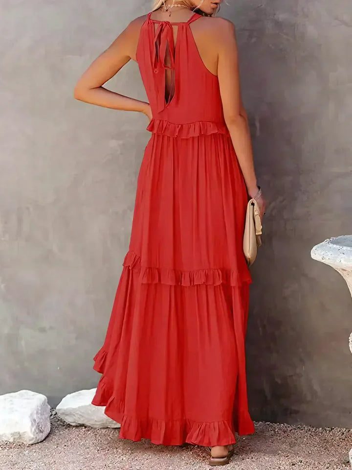 Eva™ | Halter Ruffle Maxi Dress