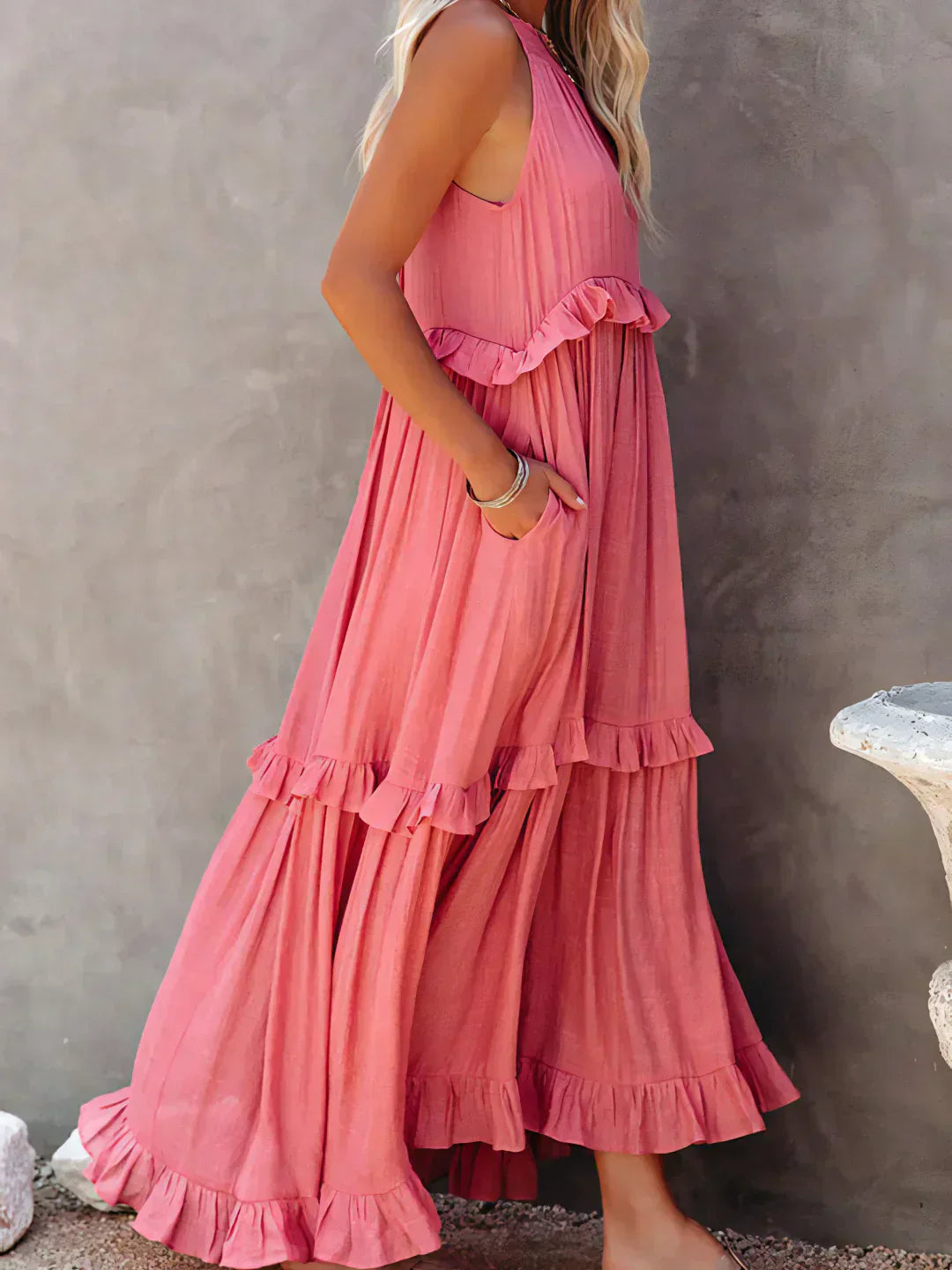 Eva™ | Halter Ruffle Maxi Dress