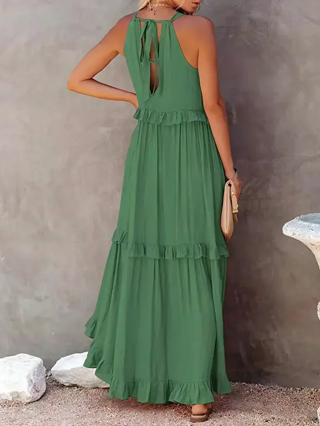 Eva™ | Halter Ruffle Maxi Dress