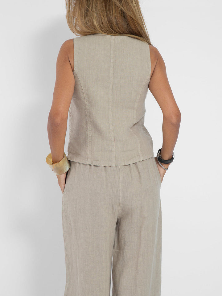 Demi™ | Buttoned Vest & Wide-Leg Trousers Set