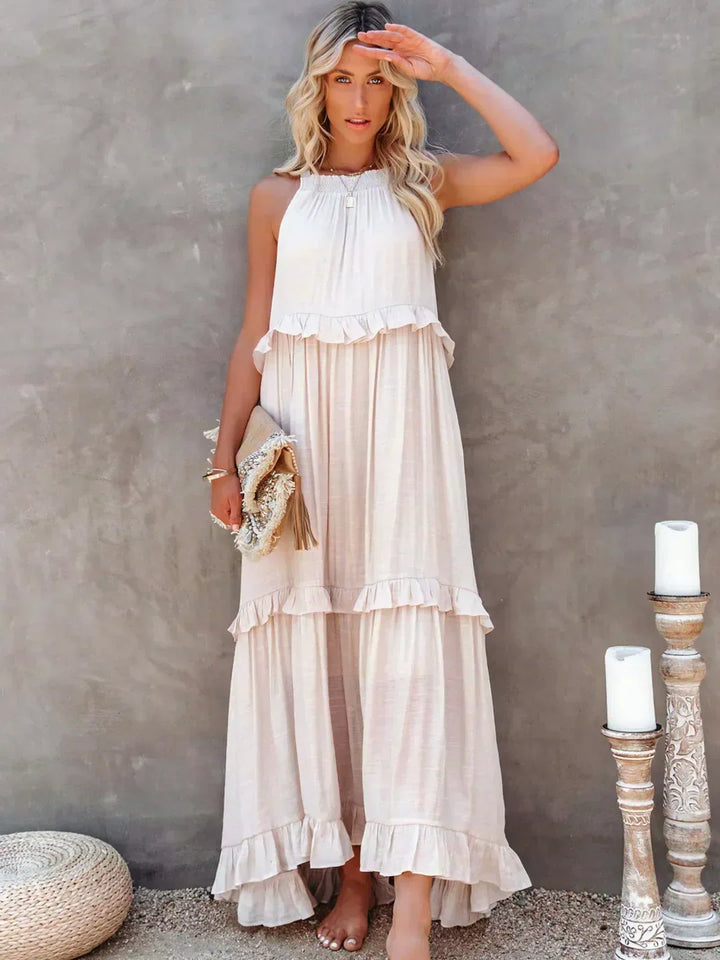 Eva™ | Halter Ruffle Maxi Dress