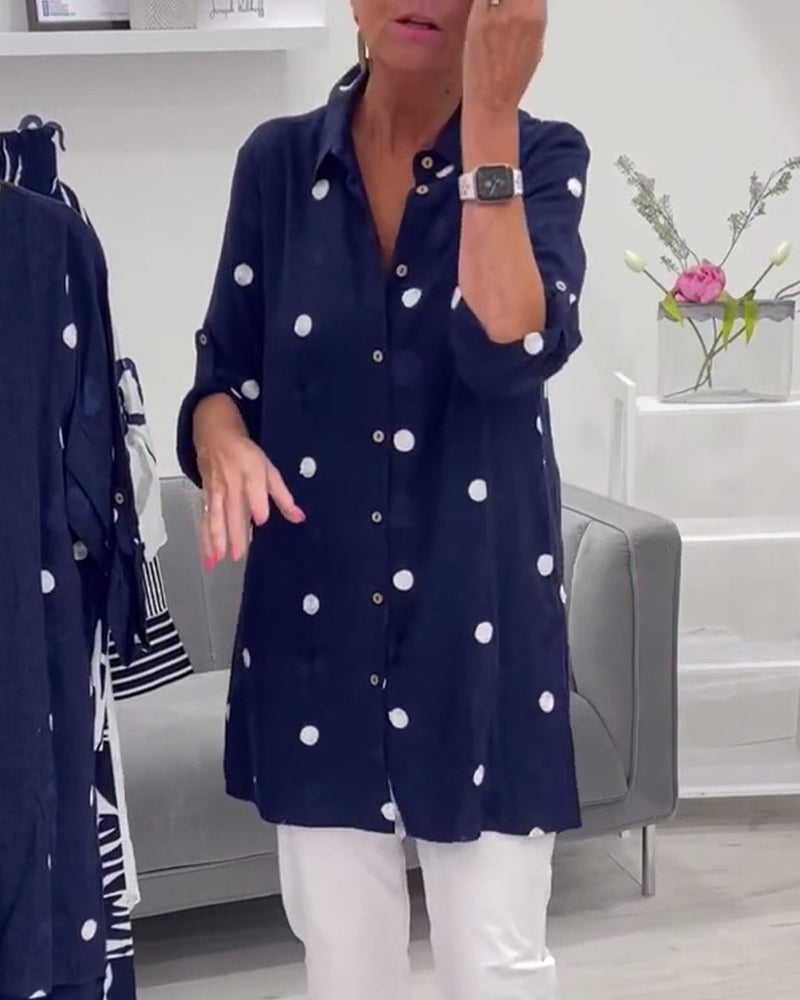 Molly | Navy Polka Dot Shirt