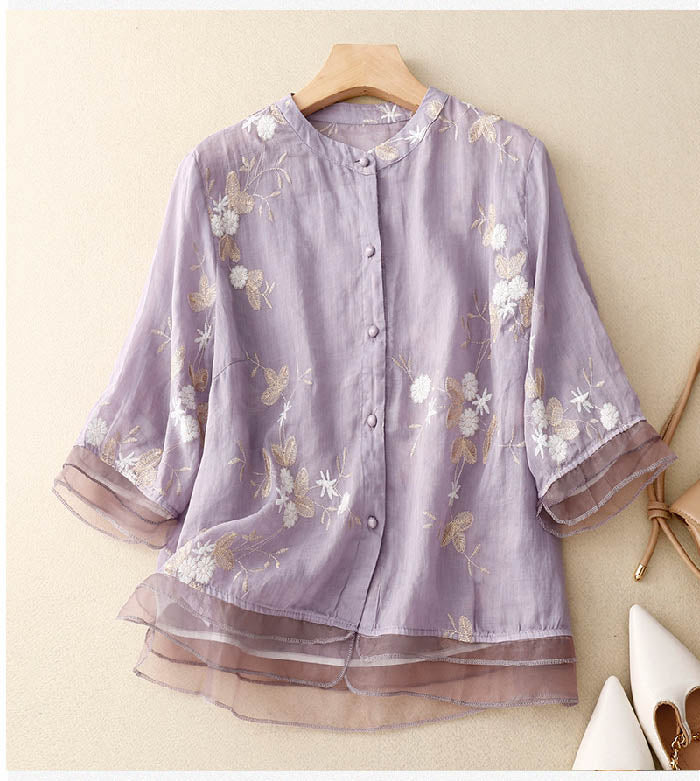 Lacey™ | Embroidered Button Up Shirt